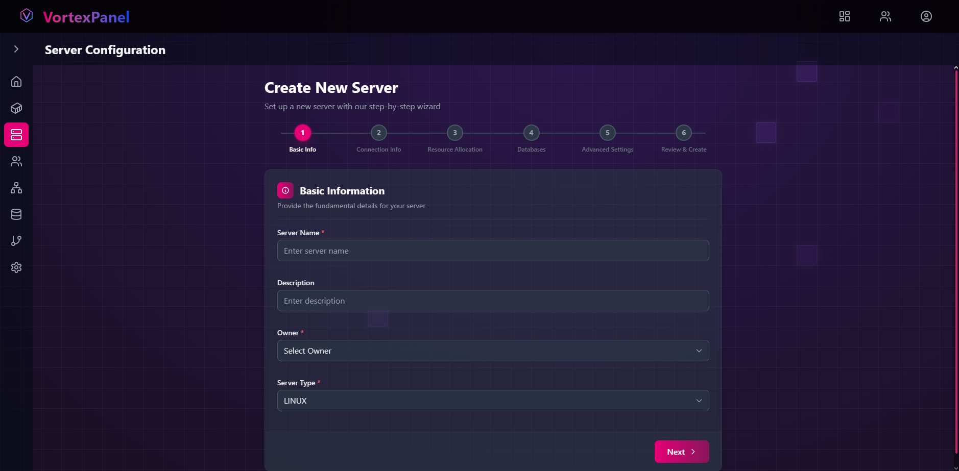 Vortex Control Panel VortexPanel - Game server & Container hosting panel
